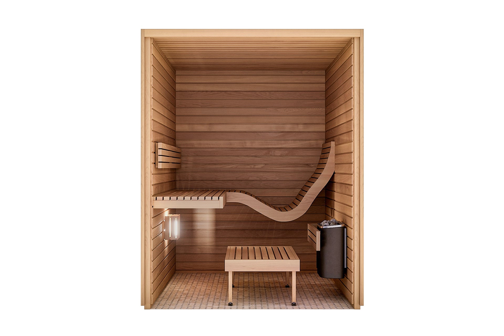 Baia Ergonomic Finnish Sauna With Wave Benches by Auroom – Northern Saunas  Canada