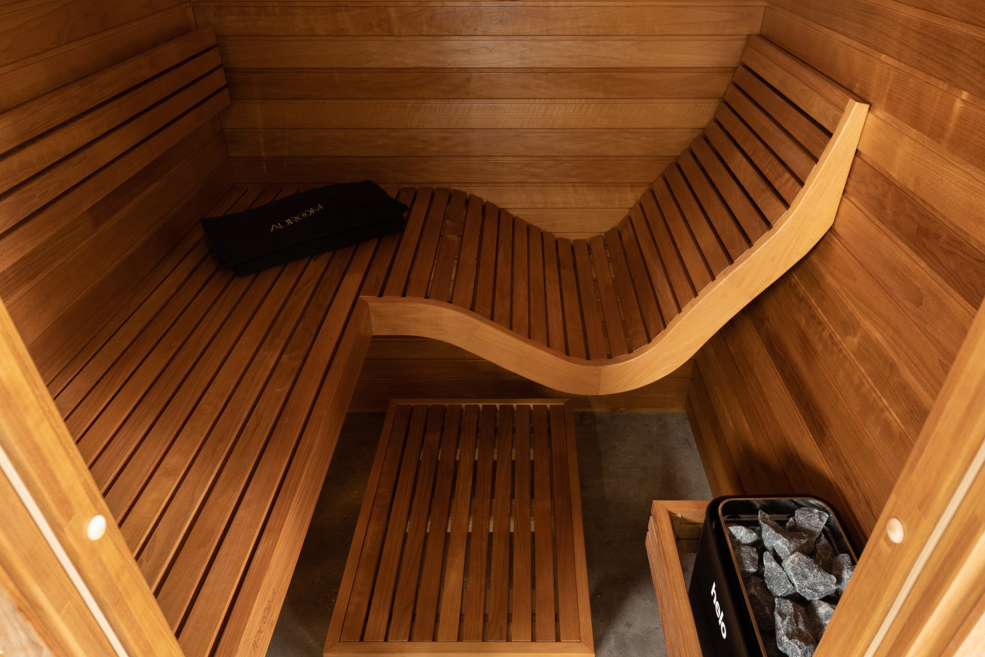 Baia Ergonomic Finnish Sauna With Wave Benches by Auroom – Northern Saunas  Canada