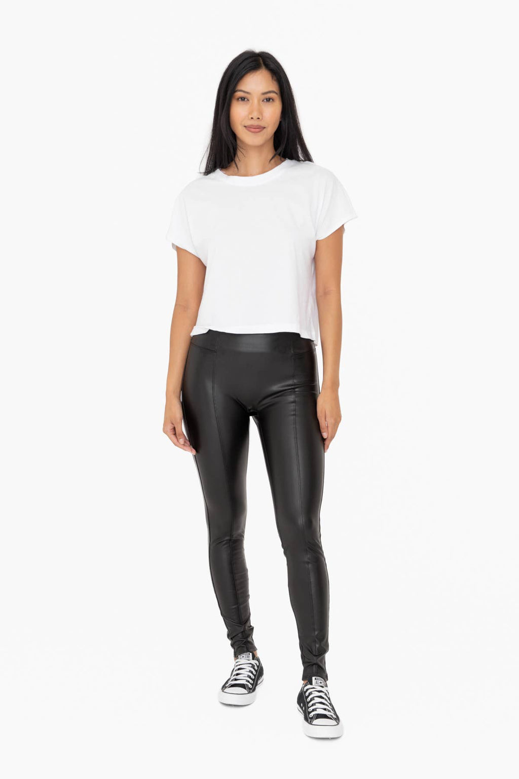 Buy Kan Can - Black Faux Leather Super High Rise Skinny Online