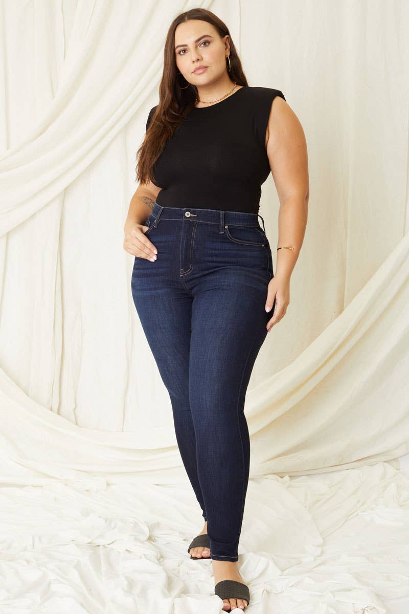 New Look Plus New Look Curve faux leather coated lift & shape skinny jeans  in black - ShopStyle