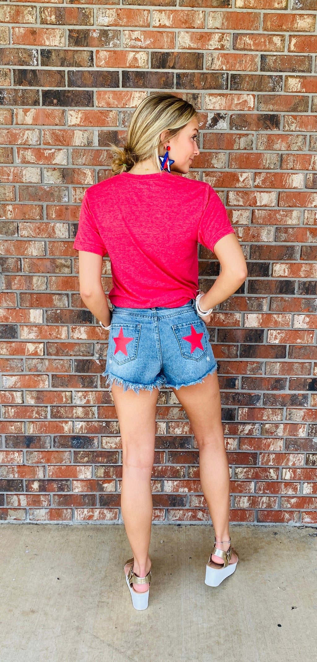 Sissy Boutique Blue Denim Shorts with Rhinestone Fringe