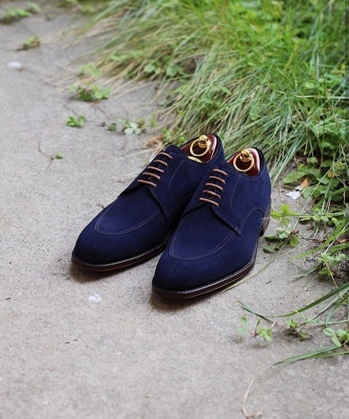 mens blue suede shoes outfit