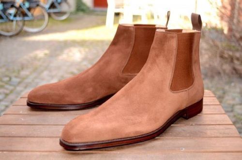 camel colored chelsea boots