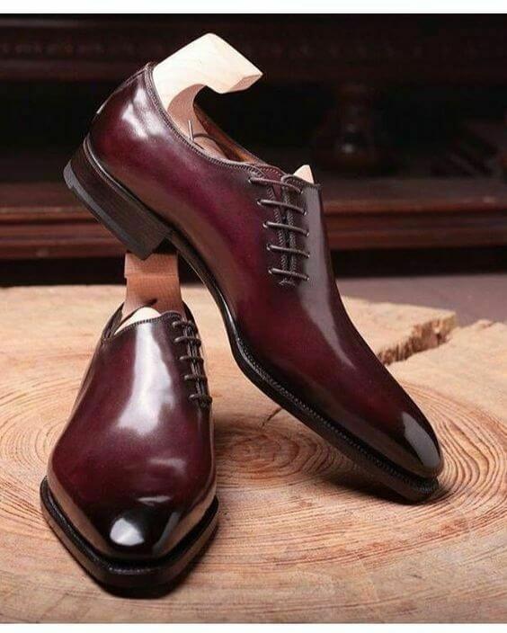 Elegant Handmade Men's Oxford Maroon Lace Up Shoes, Custom Made Fashio ...