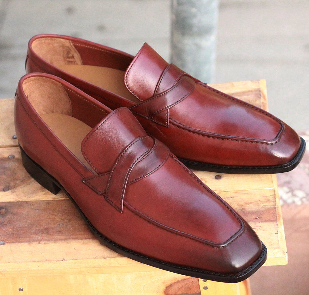 mens burgundy dress loafers