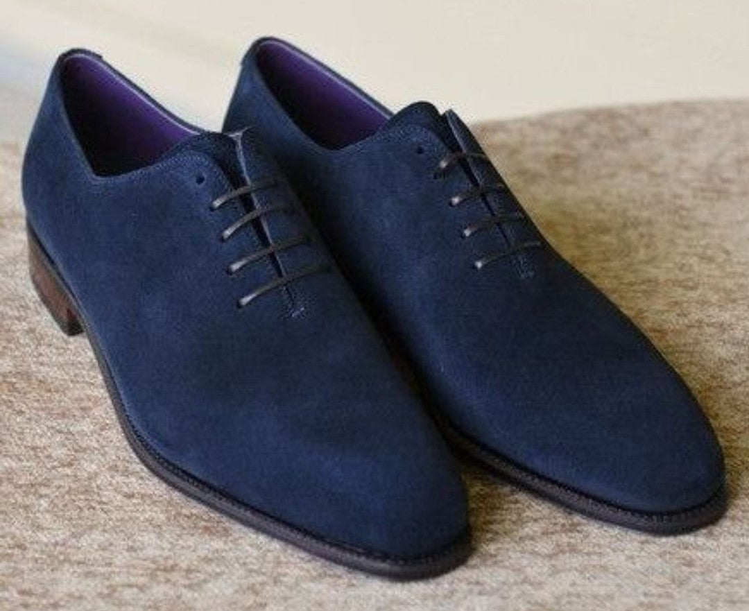 Handmade Men's Navy Blue Suede Shoes, Men Derby Lace Up Dress Formal S –  theleathersouq