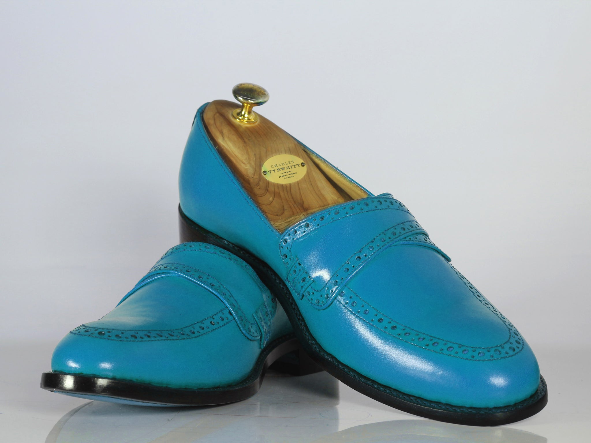 Handmade Men's Blue Shoes, Men Leather 