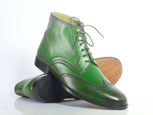 green brogue boots