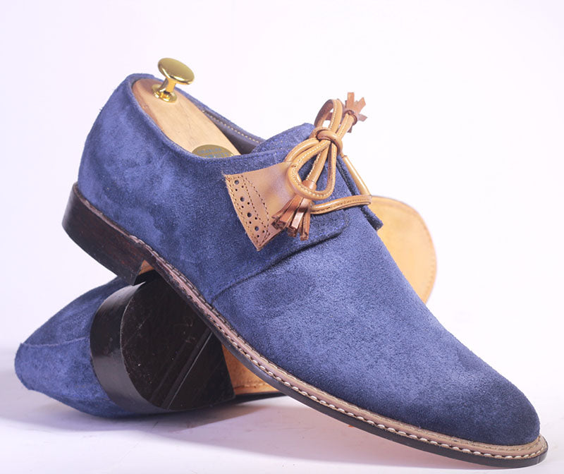 blue suede formal shoes