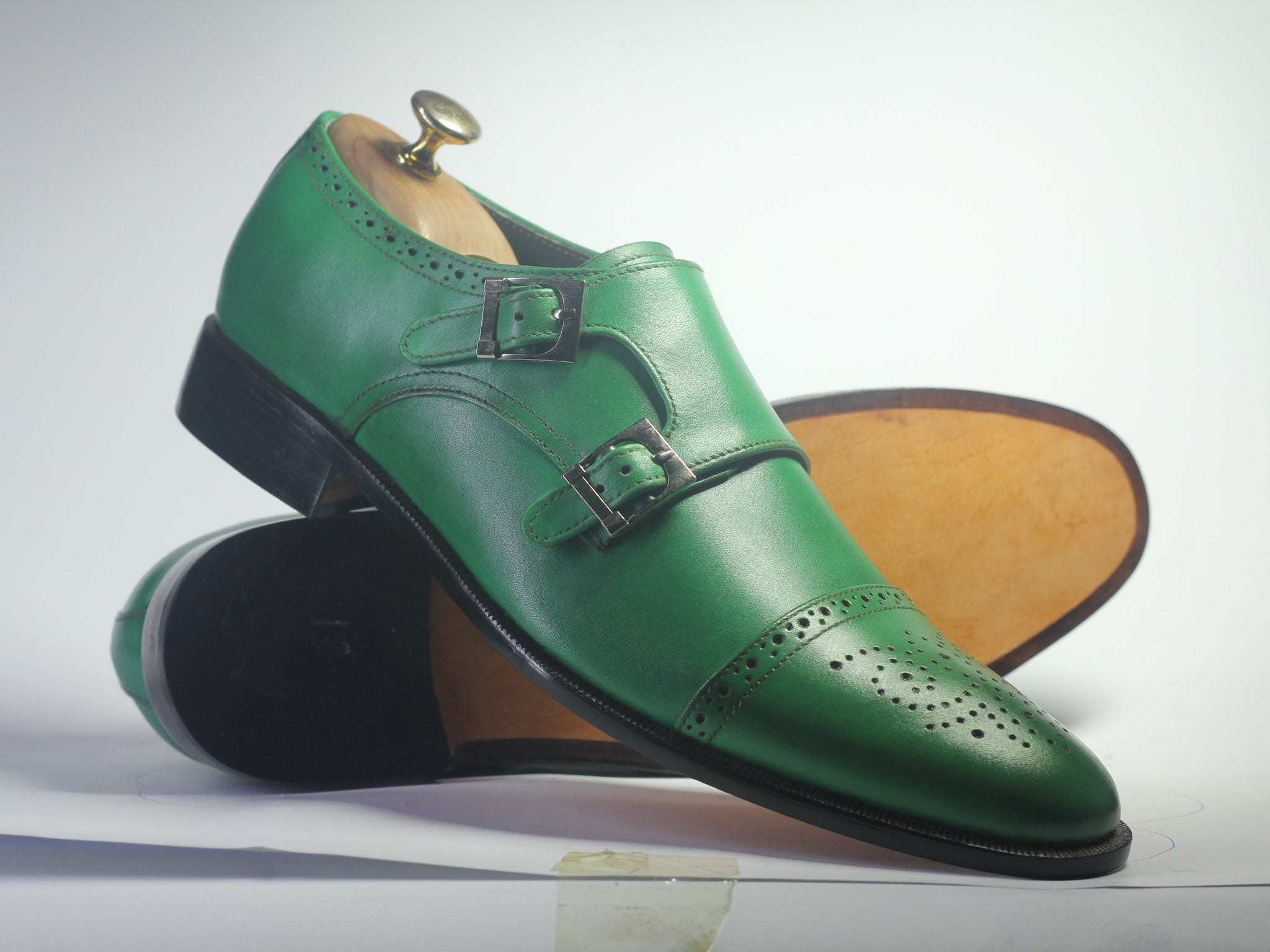 green monk strap shoes