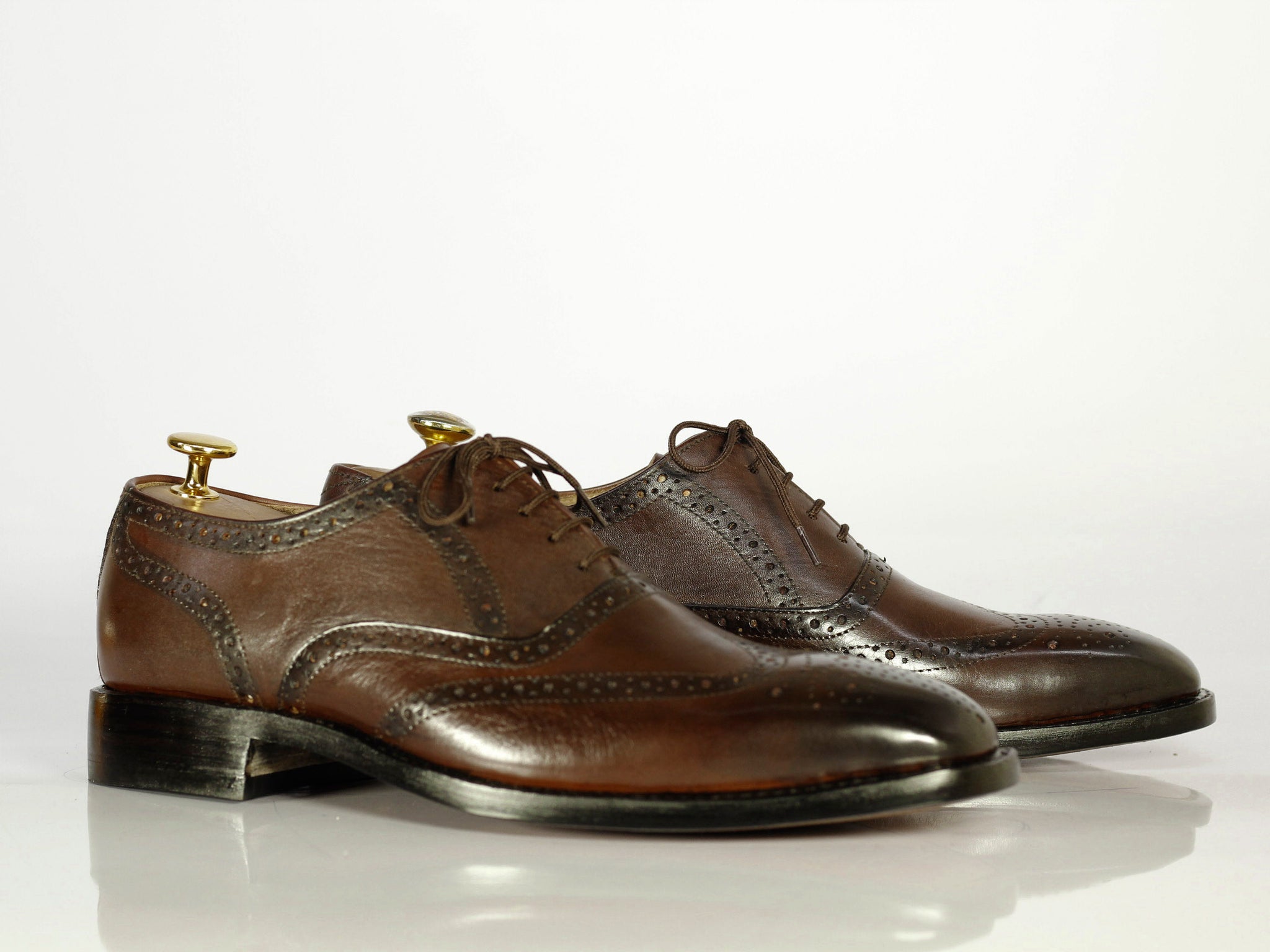 Handmade Men's Chocolate Brown Wing Tip Brogue Leather Shoes, Men Desi ...