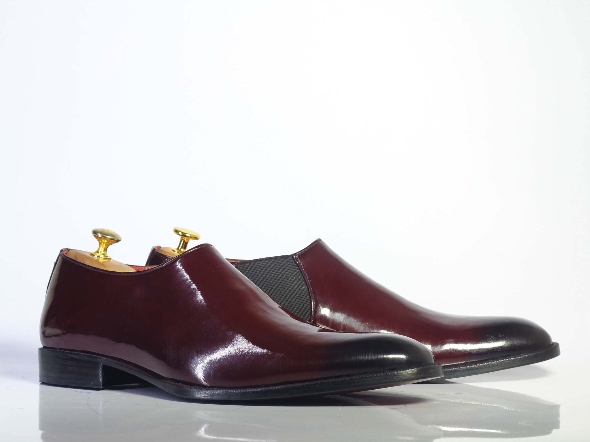 Handmade Men's Burgundy Chelsea Style Leather Slip On Shoes, Men Desig ...