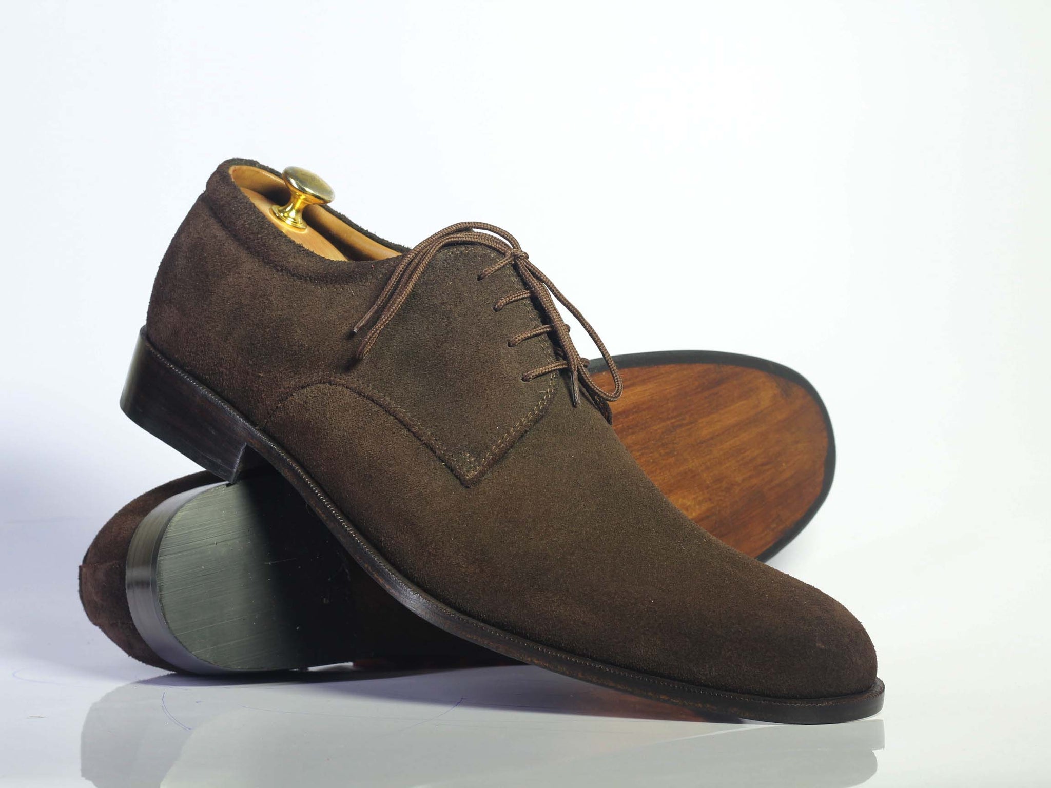 Handmade Men's Chocolate Brown Suede Lace Up Derby Shoes, Men Designer ...