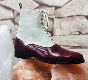 maroon lace up boots