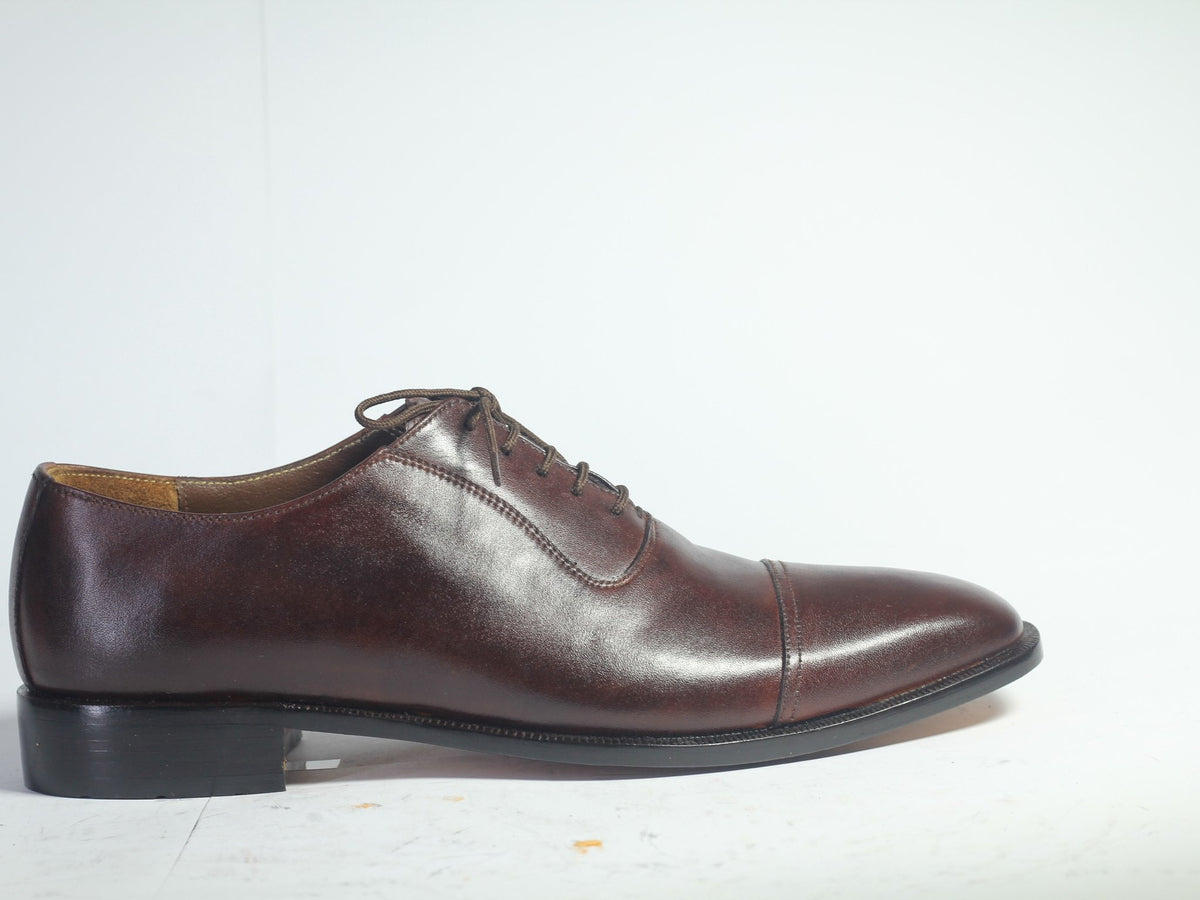 Handmade Men's Brown Leather Cap Toe Lace Up Shoes, Men Designer Dress ...