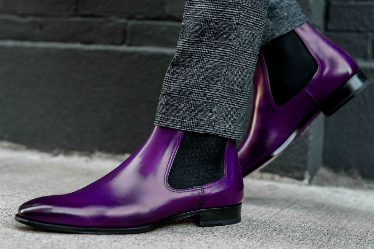 lilac chelsea boots