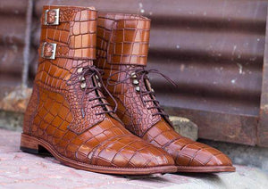 alligator skin ankle boots