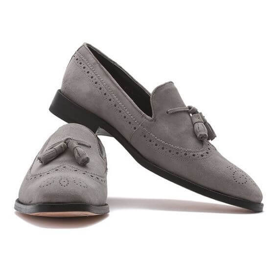 mens gray suede loafers