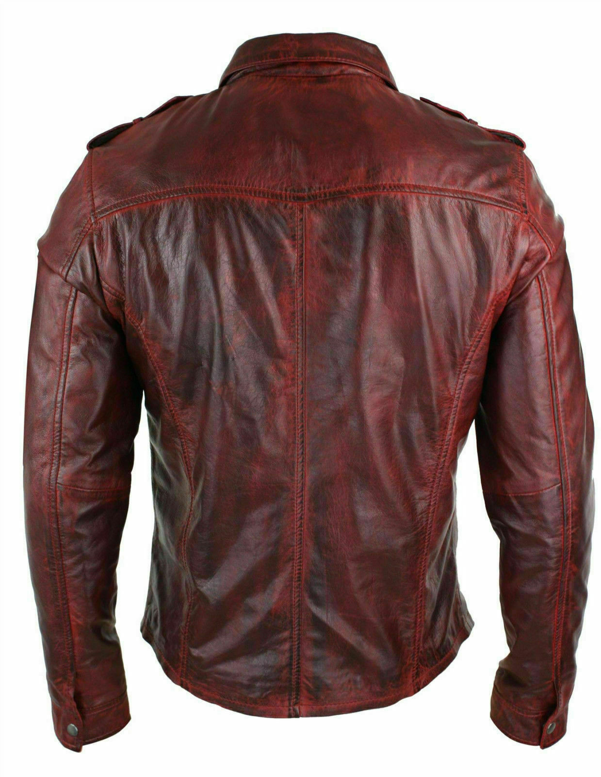New Men's Shirt Jacket Maroon Real Soft Genuine Waxed Leather Shirt Le ...