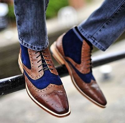 New Men blue and brown ankle boots 