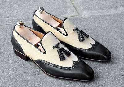 fashion wingtip two tone leather shoes 