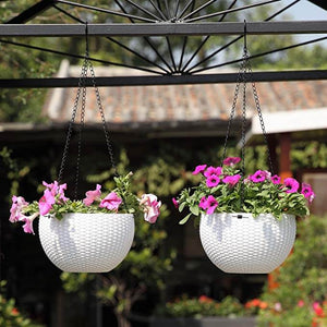 Resin Rattan Round Hanging Planter hanging Baskets flowers – KnitFirst
