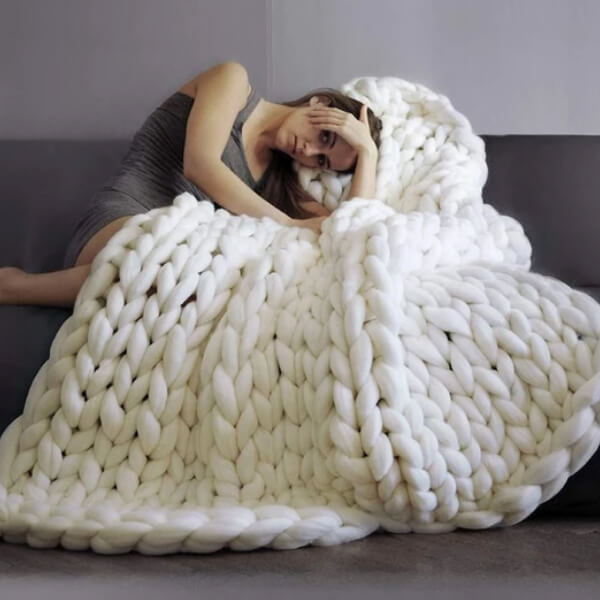 Chunky Knit Blanket Chenille Yarn blanket Chunky chenille ...