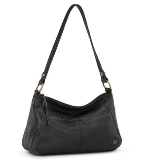 black purse with shoulder strap