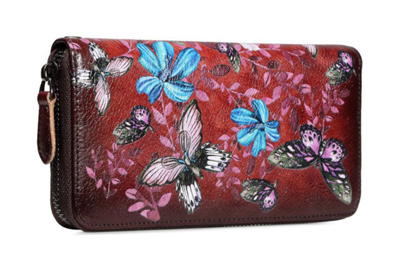 Porte-monnaie rétro avec fermeture à boucle pour femme et fille Motif  papillons et fleurs : : Mode