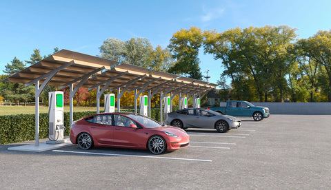 Charging Station Awnings for Electric Vehicles - Grizzly Shelter Ltd.