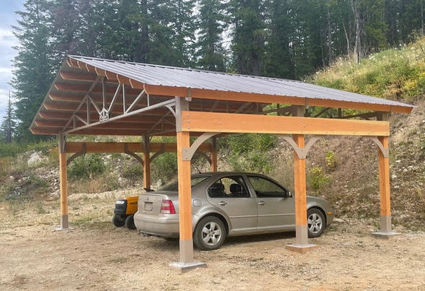 Kootenay Steel and Wood Carport 20x20 Wide - Grizzly Shelter Ltd.