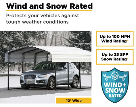 Grizzly Shelter Ltd Steel Metal Carport Wind and Snow Rated for Canada Winters