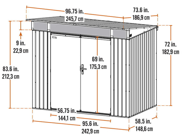 Denali 5x8 Steel Shed Dimensions