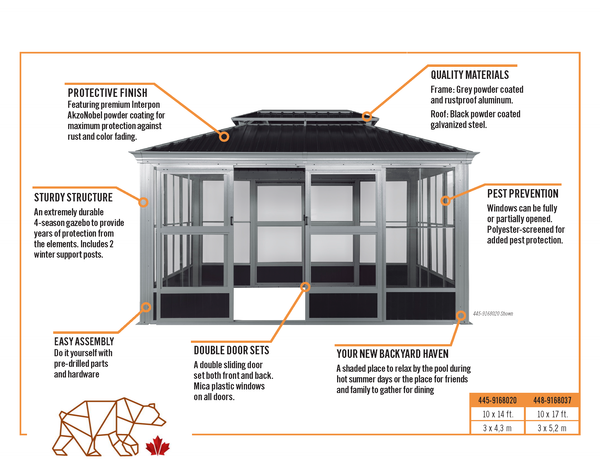 10x14 Steel Roof Solarium Aluminum Frame