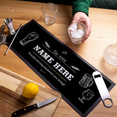 Personalised Home Bar Runner - Custom Bar Sign & Mat