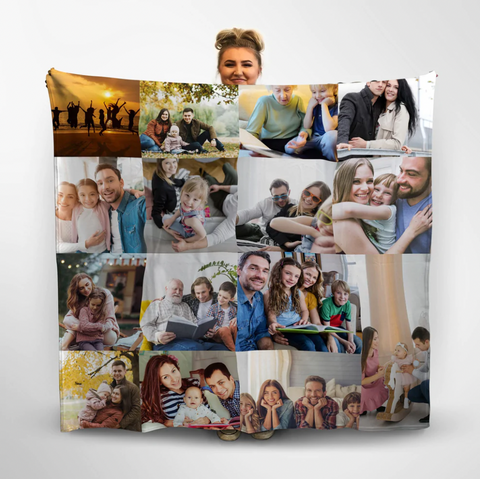 Collage photo fleece throw - picture blanket