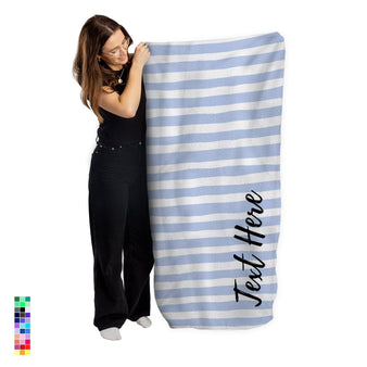 Personalised Beach Towel - Any Colour - Horizontal Stripe
