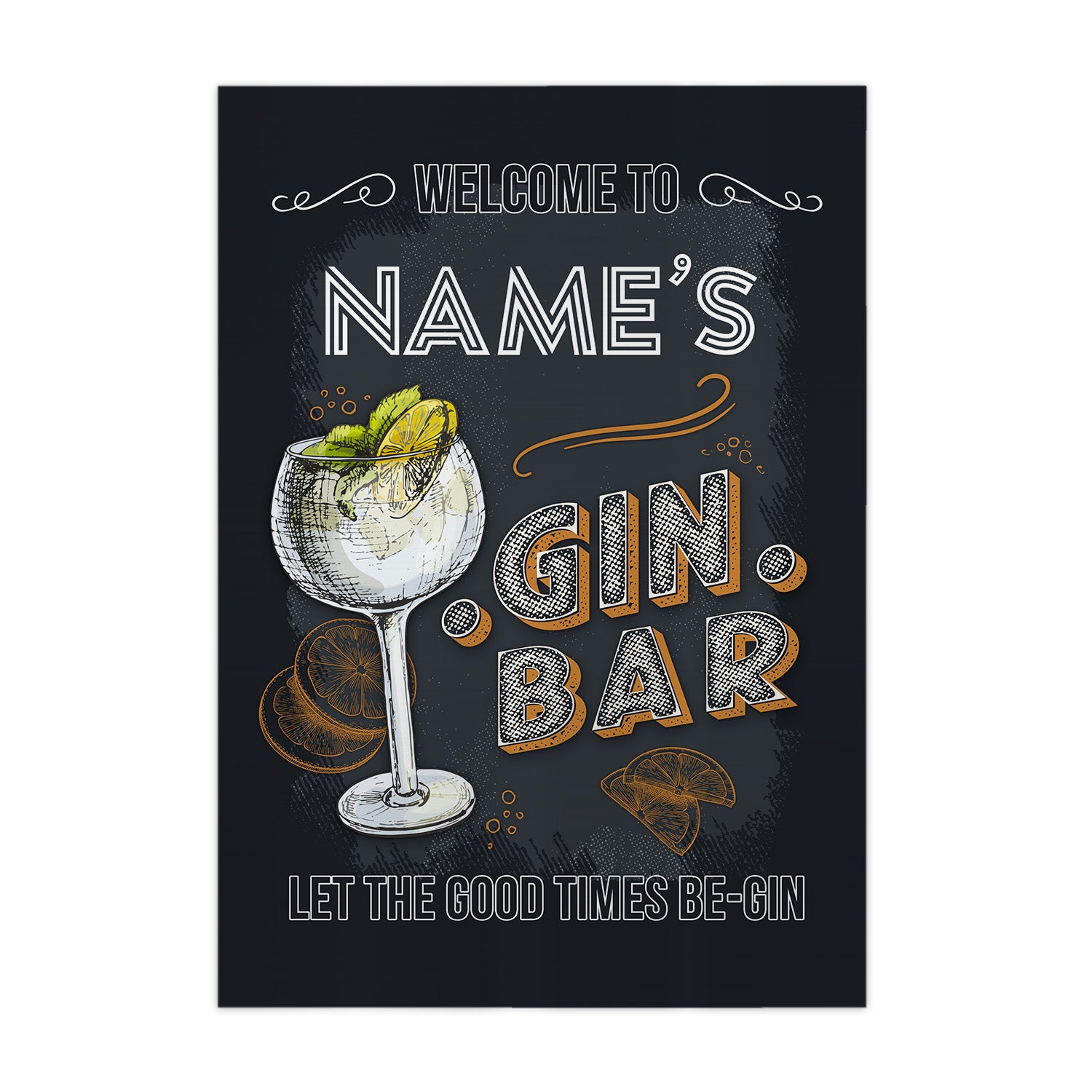 Personalised Gin Bar - A4 Metal Sign Plaque - Frame Options Available IR ECONENRESNeS NAMI: S BINLE @@@@ IMESBEGIN 