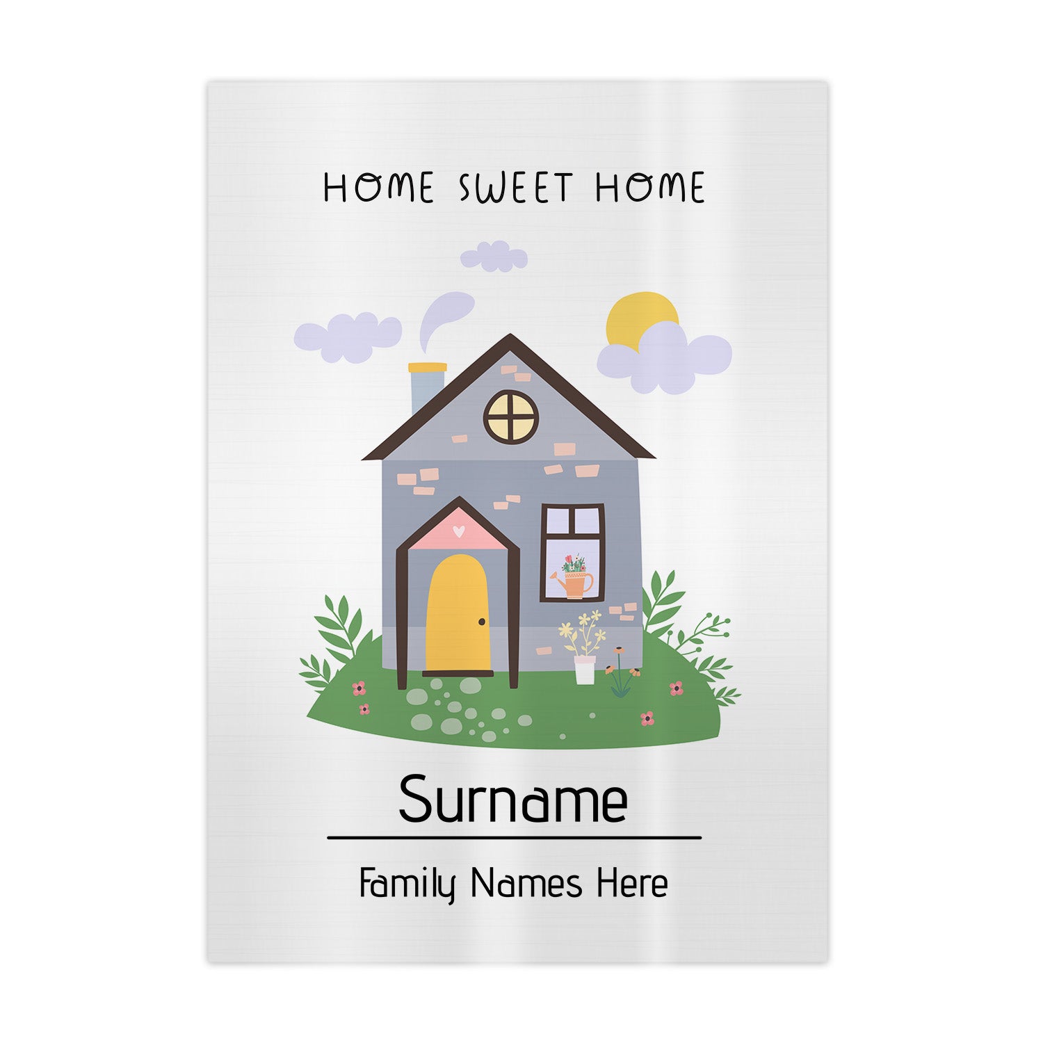 Personalised Home Sweet Home - A4 Metal Sign Plaque - Frame Options Available HOME SWEET HOME Surname Family Names Here 