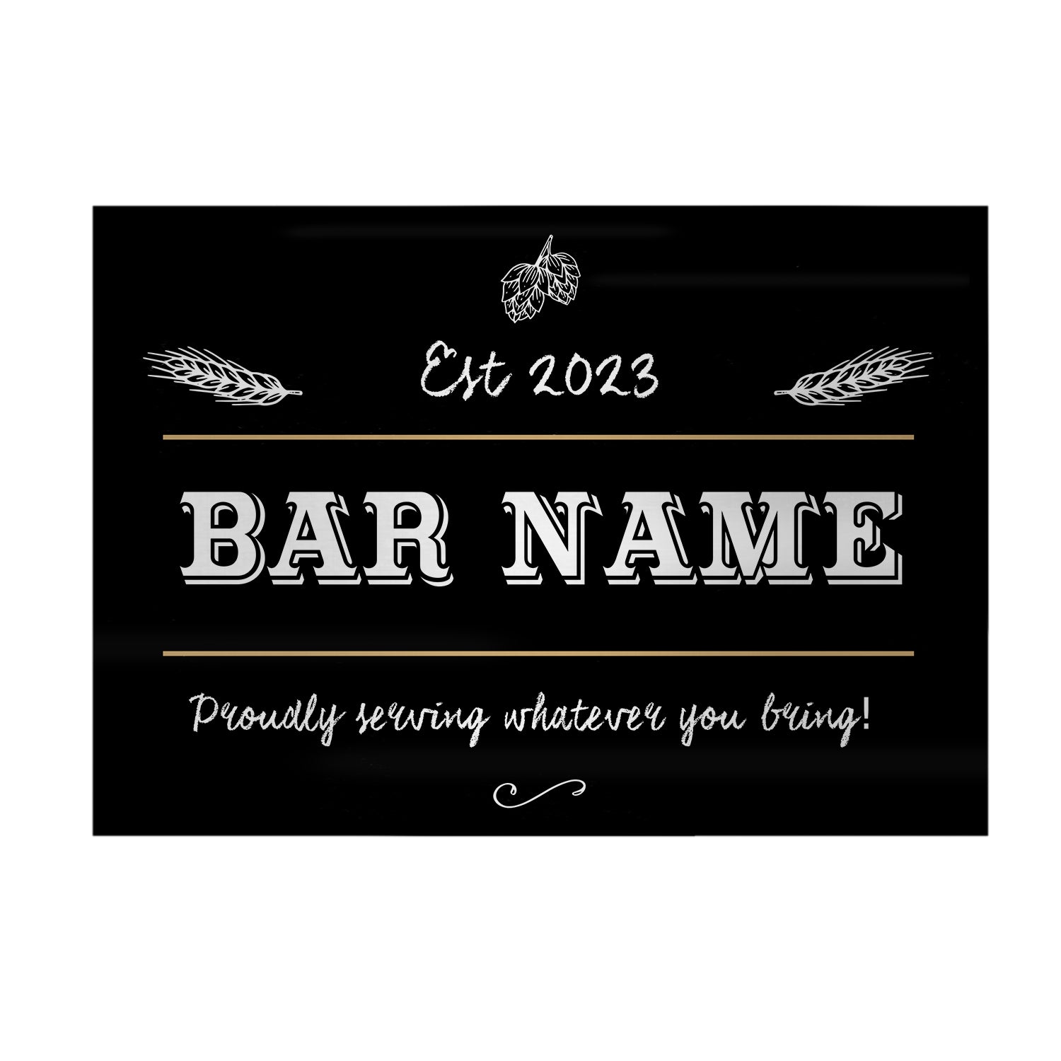 Personalised Proudly Serving Bar - A4 Metal Sign Plaque - Frame Options Available s 89@ 2023 7 RNt Ry Vo 2 T AT e VQ 