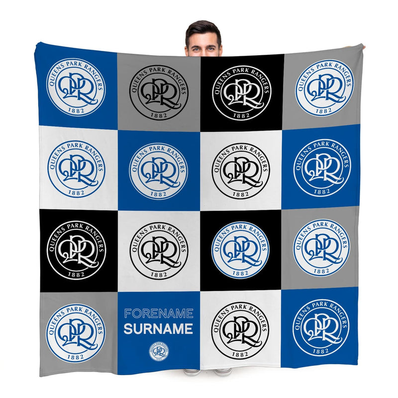 Queens Park Rangers FC - Chequered Fleece Blanket - Officially Licenced