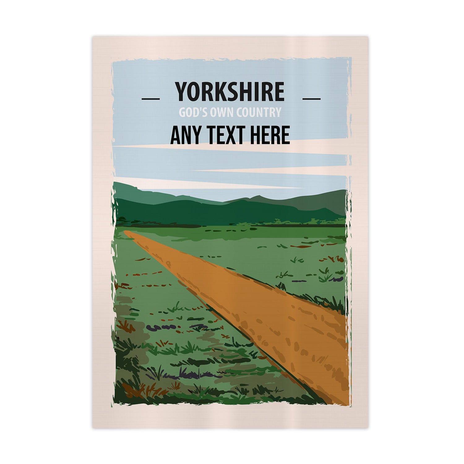 Personalised Yorkshire - A4 Metal Sign Plaque - Frame Options Available  YORKSHIRE ANY TEXT HERE 