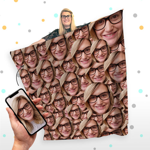 Personalised Photo Face All Over Fleece Blanket