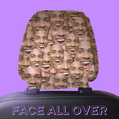 personalised photo face all over car headrest cover