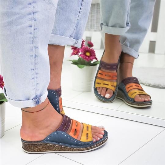 3 color stitching sandals