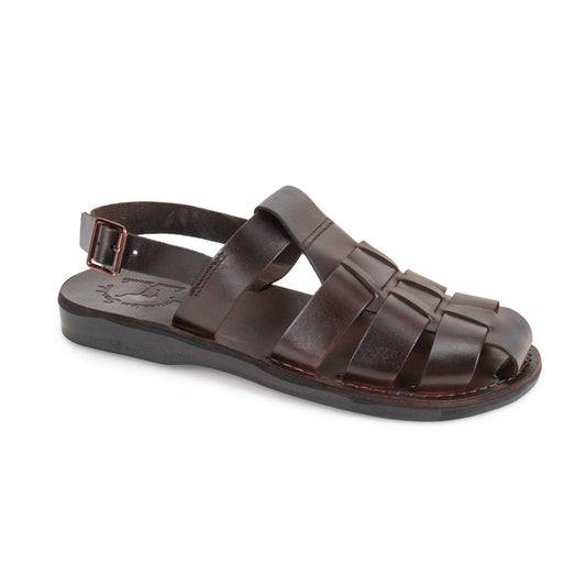 Genesis - Men black leather sandal with ankle strap – Holysouq - Handmade  Leather Creations