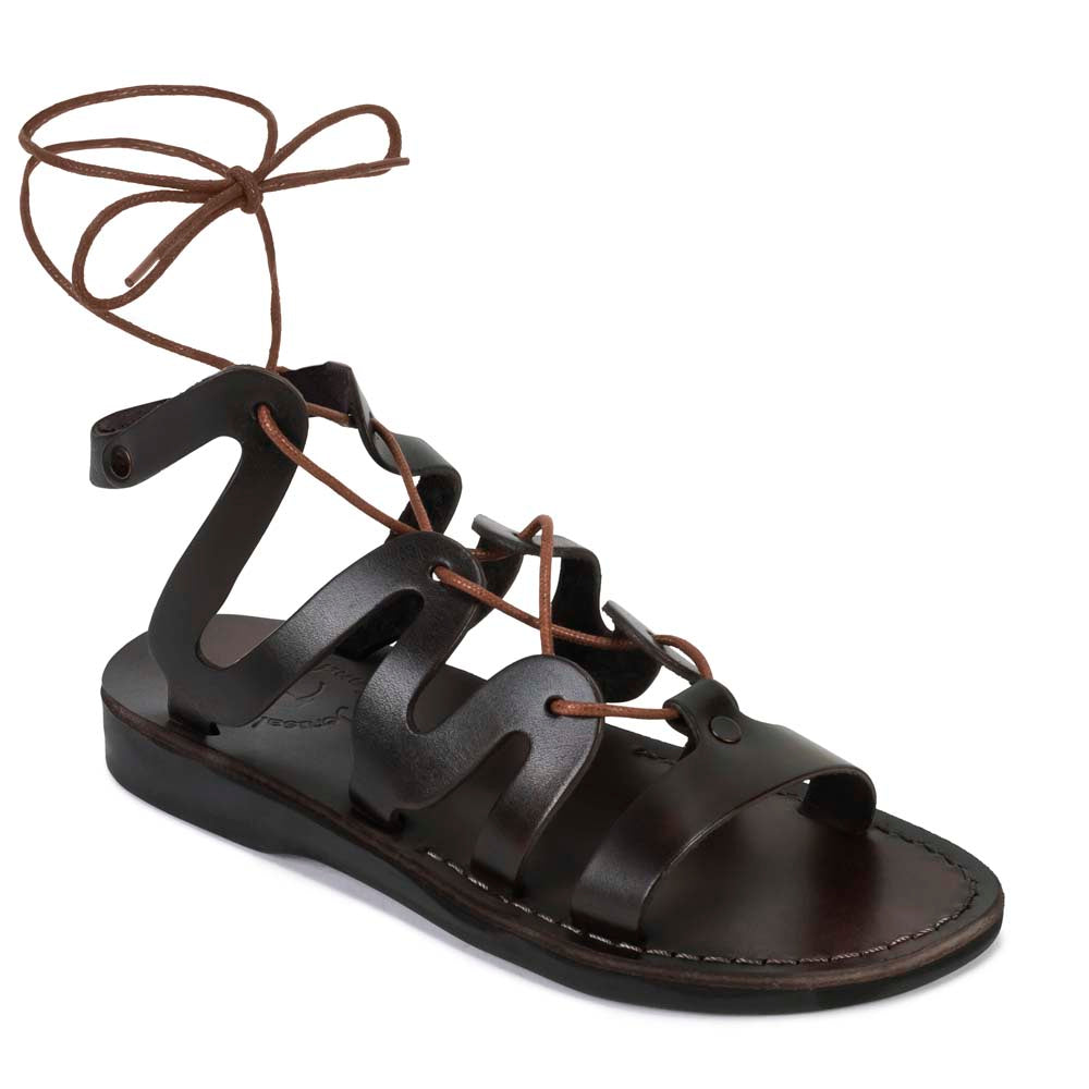 Rebecca - Gladiator Lace Up Leather Sandal - Brown – Jerusalem Sandals