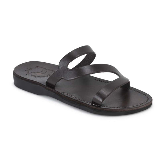 Natalie Black Leather Slide On Sandal Jerusalem Sandals