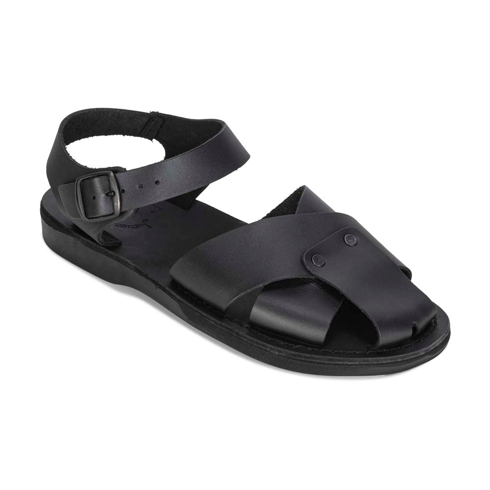 Men's Leather Shielded Sandal - Kai - Black, Size 46 | Jerusalem Sandals