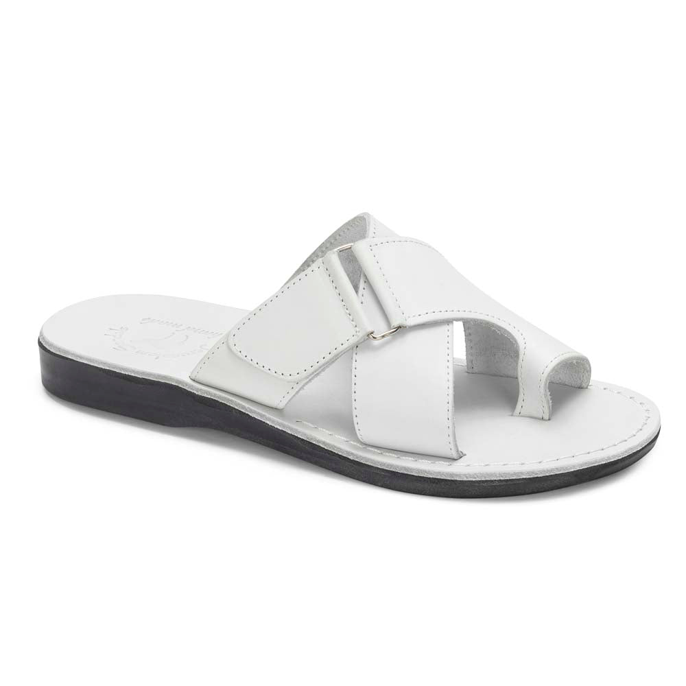 Asher - Leather Slide On Sandal | White